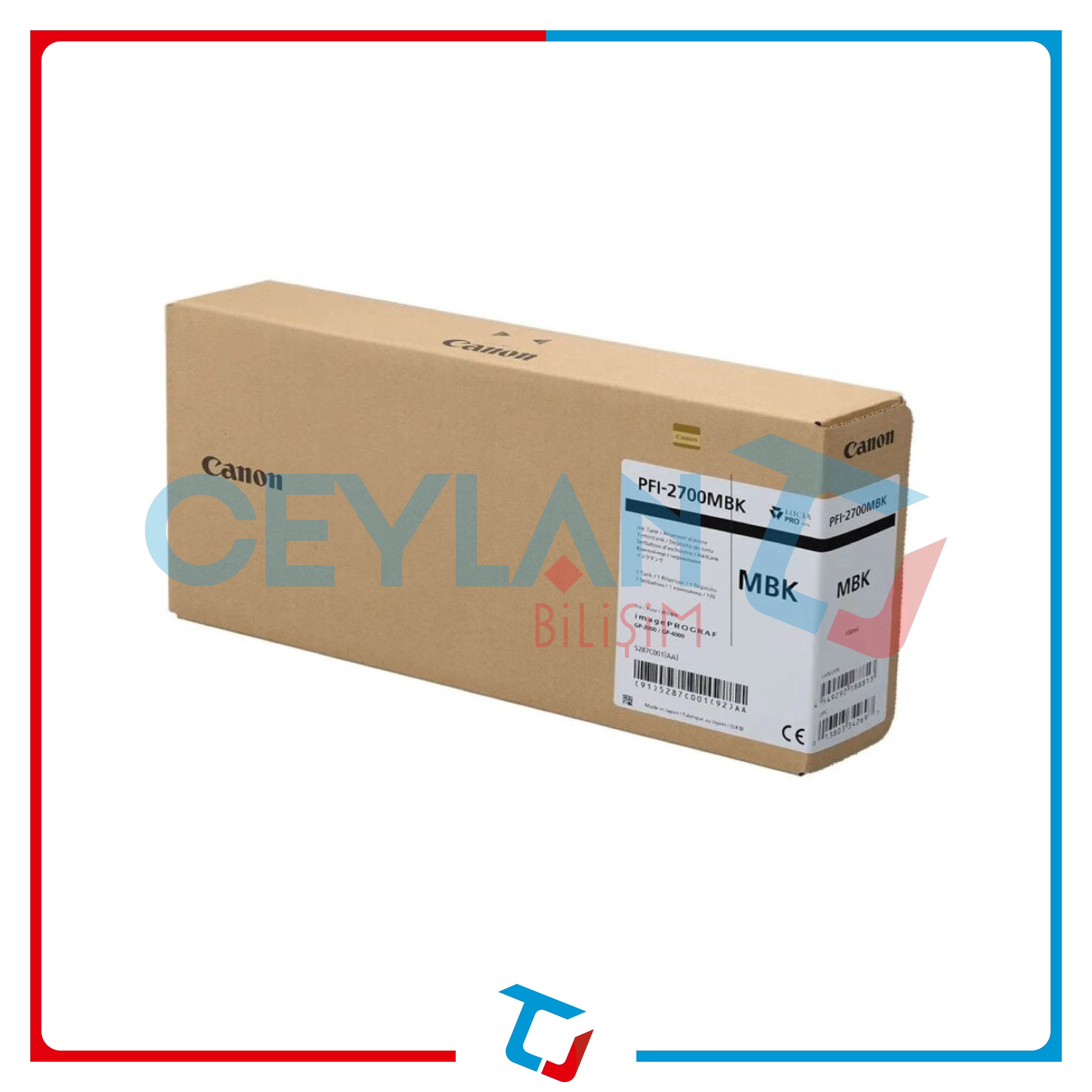 Canon PFI-2700 Mbk (Matte Black) Mat Siyah Orijinal Mürekkep Kartuş 700 Ml.