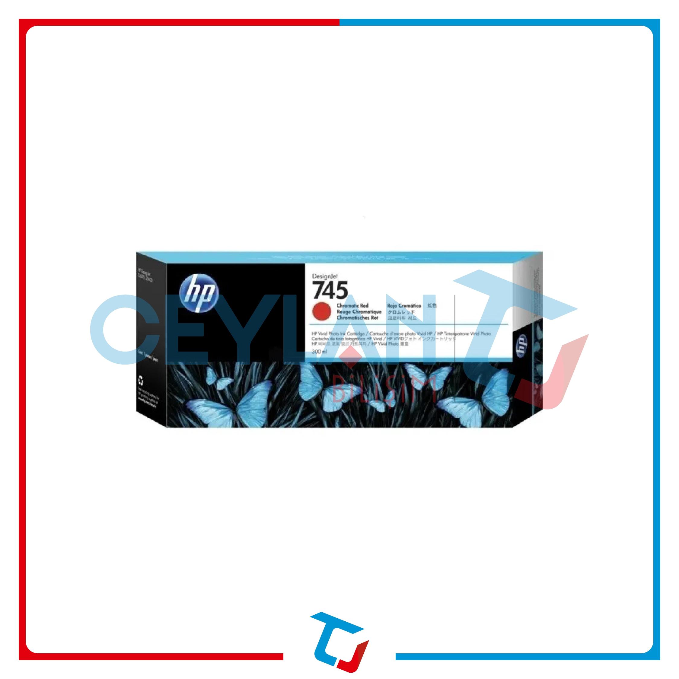 HP 745 KROMATİK KIRMIZI (CROMATİC RED) YÜKSEK KAPASİTELİ KARTUŞ F9K06A