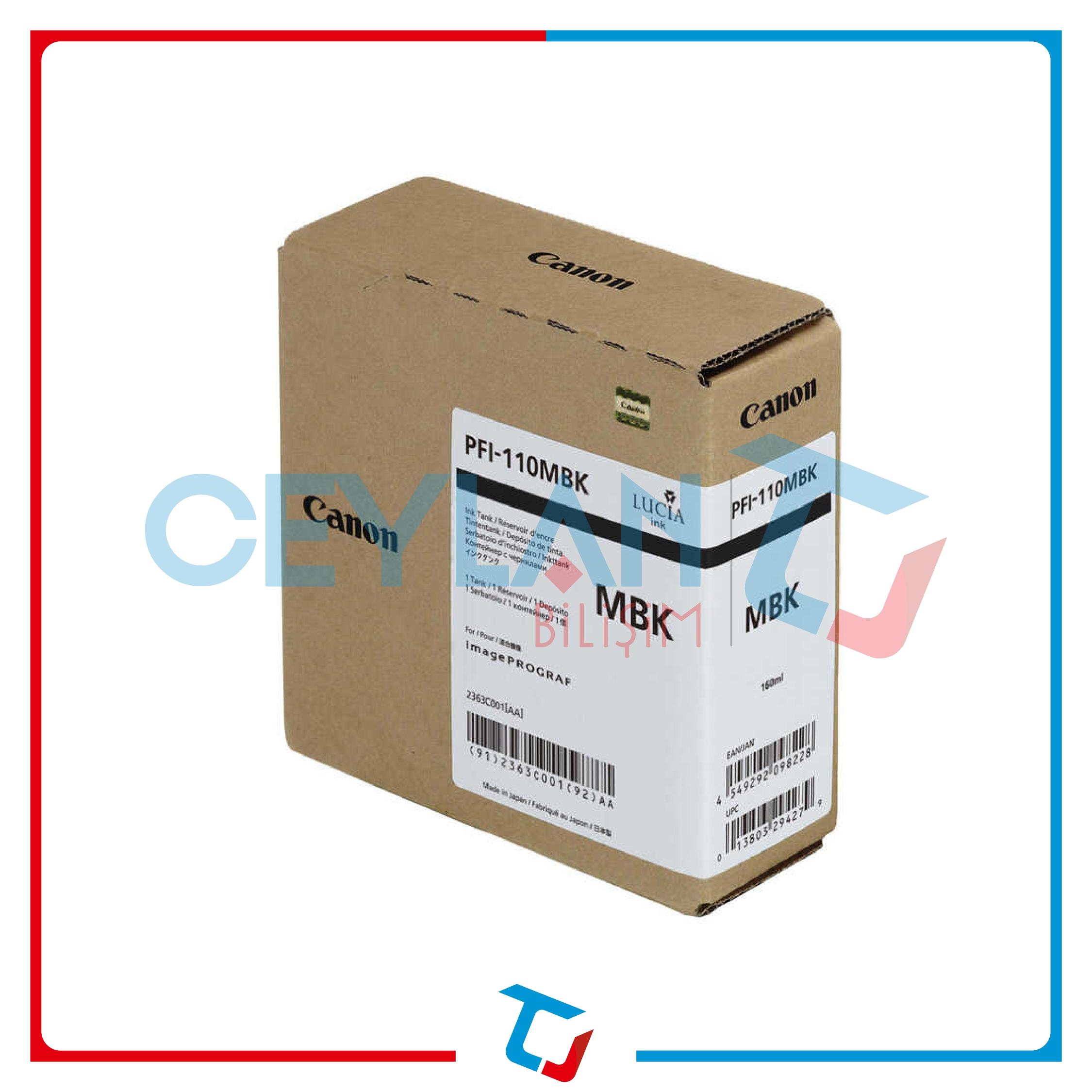 CANON  PFI-110MBK MATTE BLACK (MAT SİYAH) KARTUŞ  2363C001
