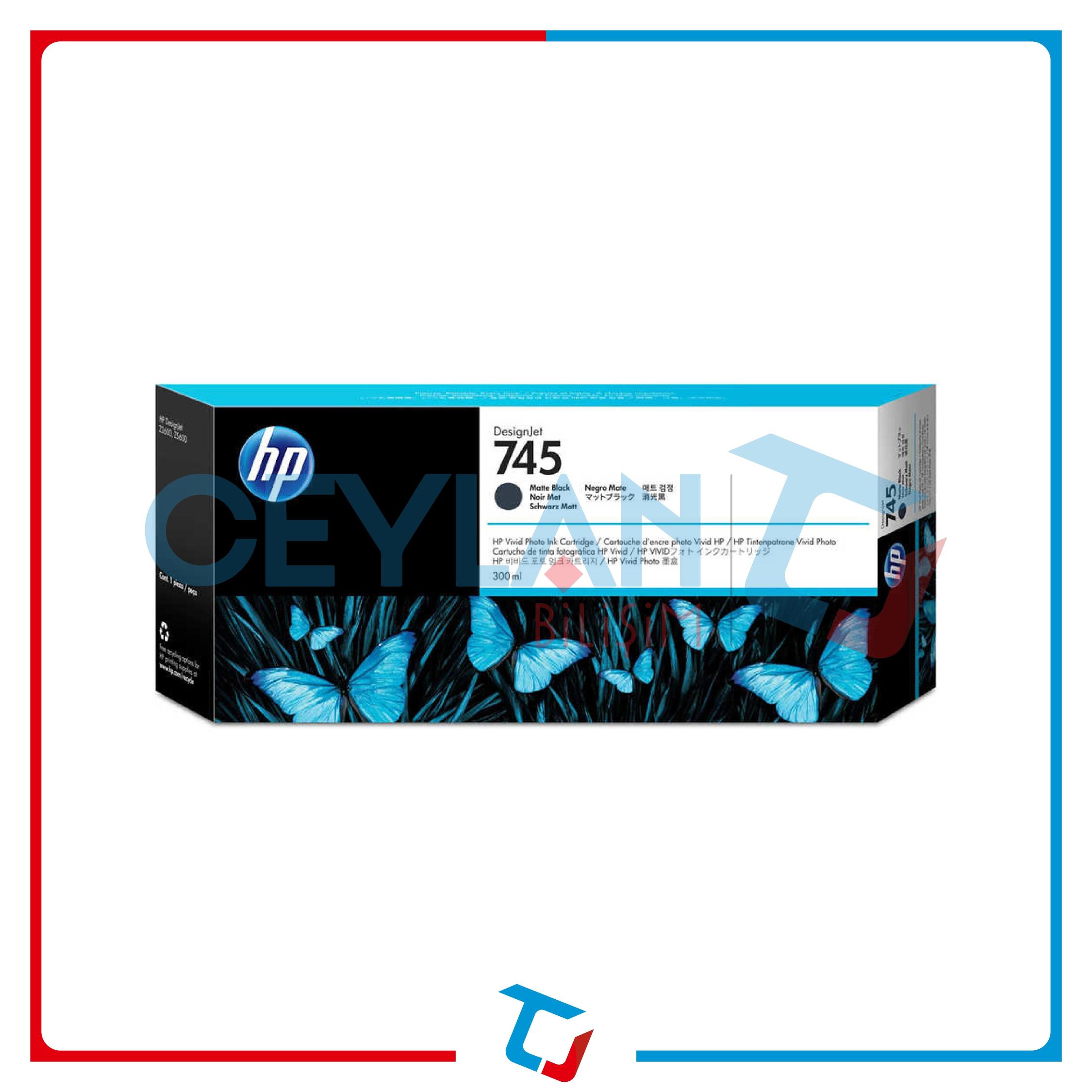 HP 745 MAT SİYAH (MATTE BLACK) YÜKSEK KAPASİTELİ KARTUŞ F9K05A