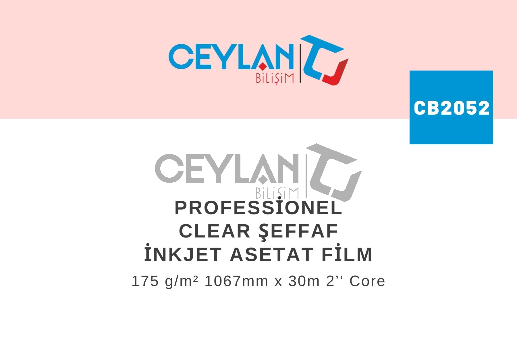  Professionel Clear Şeffaf  İnkjet  Asetat Film  175  g/m²  1067mm x 30m 2’’ Core