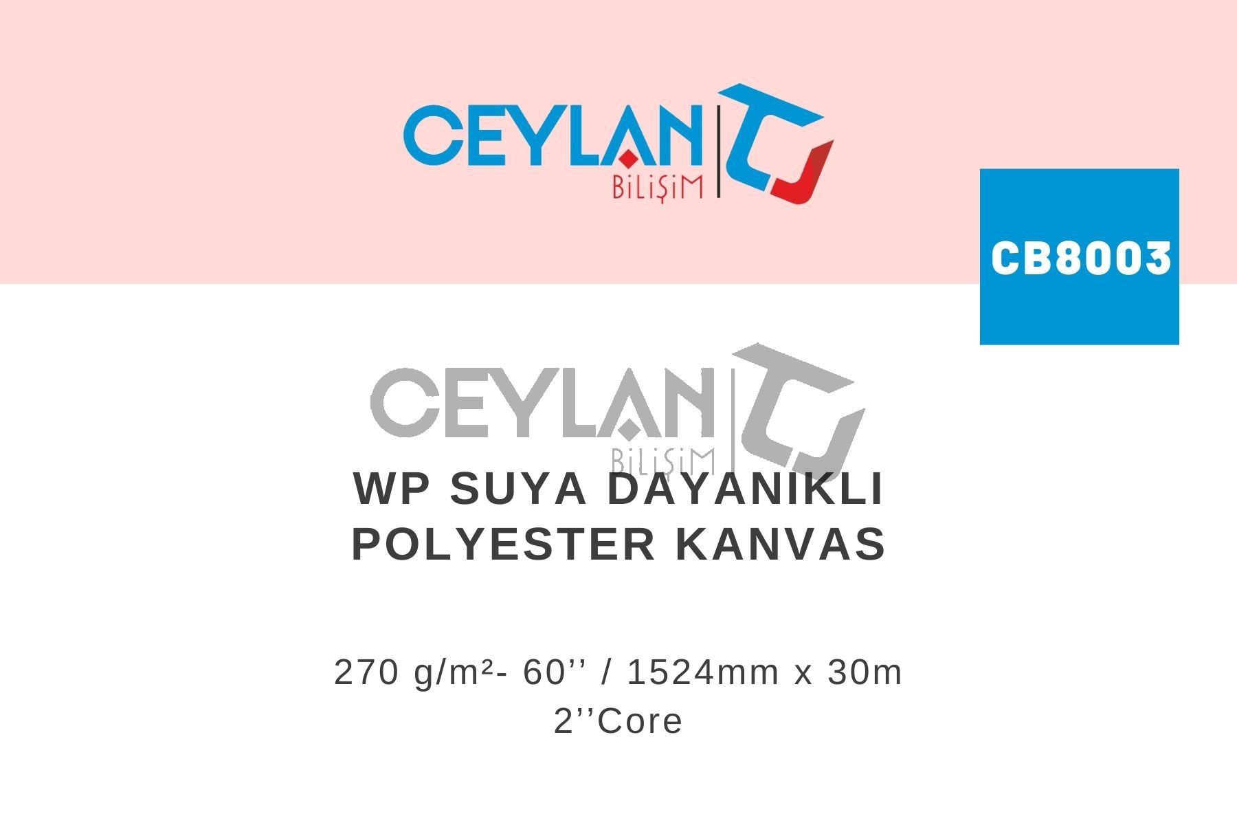 WP  Suya Dayanıklı Polyester Kanvas 270 g/m²- 60’’ / 1524mm x 30m 2’’Core