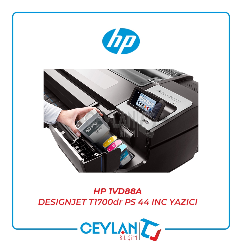 HP 1VD88A DESIGNJET T1700dr PS 44 INC YAZICI