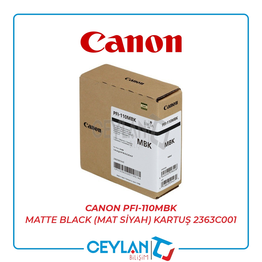 CANON  PFI-110MBK MATTE BLACK (MAT SİYAH) KARTUŞ  2363C001