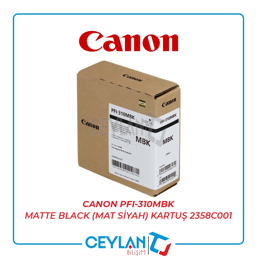 CANON  PFI-310MBK MATTE BLACK (MAT SİYAH) KARTUŞ  2358C001