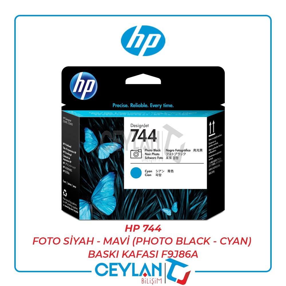 HP 744 FOTO SİYAH - MAVİ (PHOTO BLACK - CYAN) BASKI KAFASI F9J86A