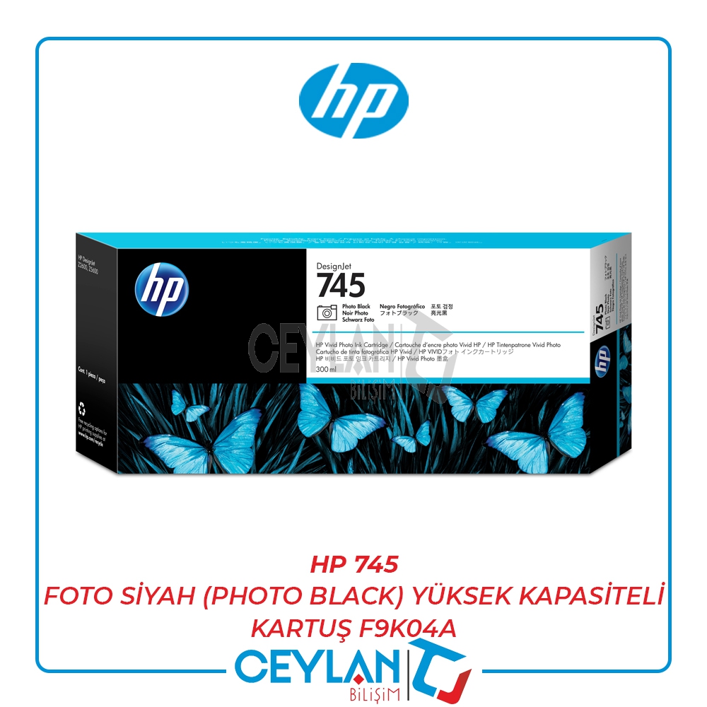 HP 745 FOTO SİYAH (PHOTO BLACK) YÜKSEK KAPASİTELİ KARTUŞ F9K04A