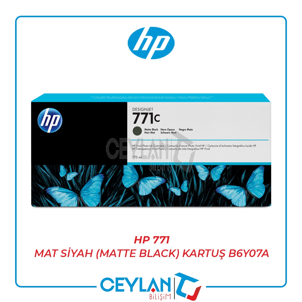 HP 771 MAT SİYAH (MATTE BLACK)  KARTUŞ B6Y07A
