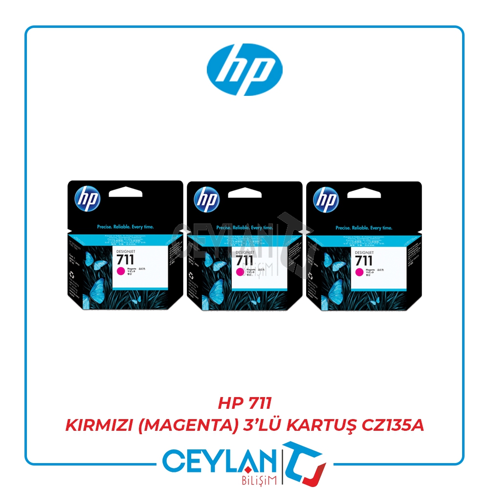 HP 711 KIRMIZI (MAGENTA) 3’LÜ KARTUŞ CZ135A