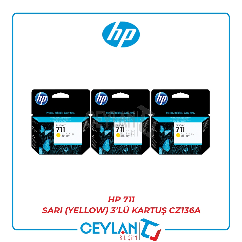 HP 711 SARI (YELLOW) 3’LÜ KARTUŞ CZ136A