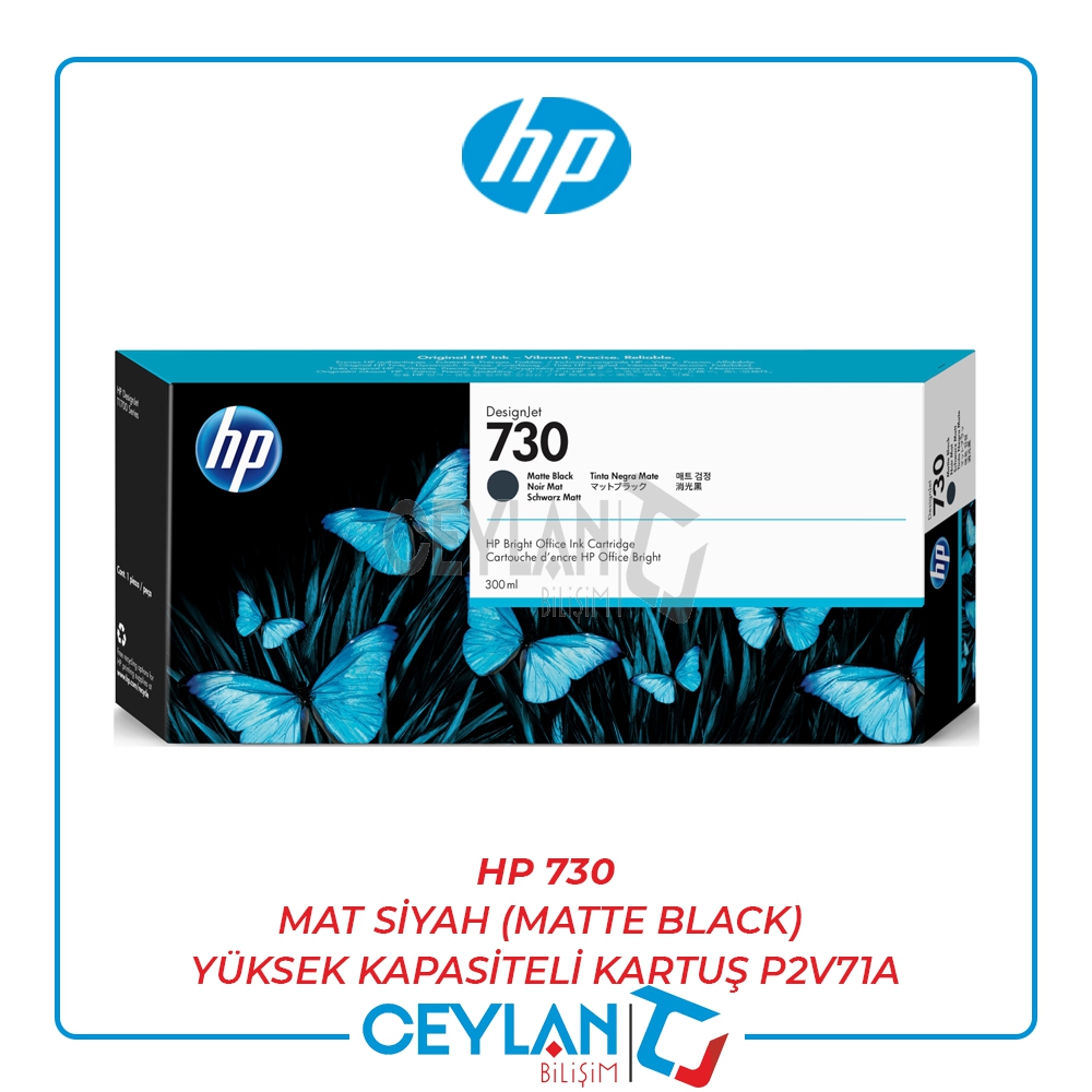 HP 730 MAT SİYAH (MATTE BLACK) YÜKSEK KAPASİTELİ KARTUŞ P2V71A