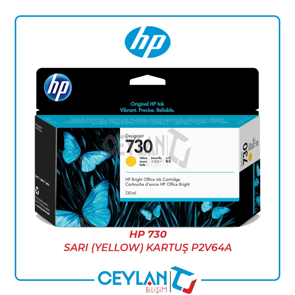 HP 730 SARI (YELLOW) KARTUŞ P2V64A