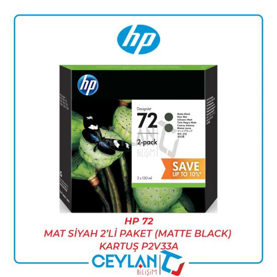 HP 72 Mat Siyah 2’li Paket (Matte Black) Kartuş P2V33A