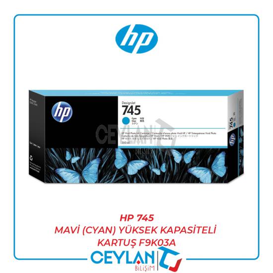 HP 745 Mavi (Cyan) Yüksek Kapasiteli Kartuş F9K03A