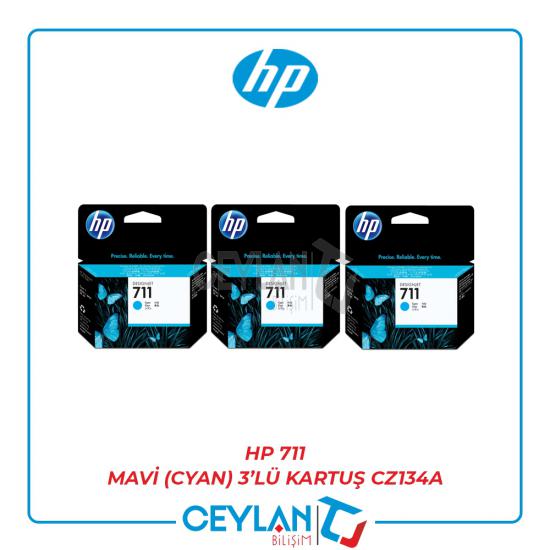 HP 711 Mavi (Cyan) 3’lü Kartuş CZ134A