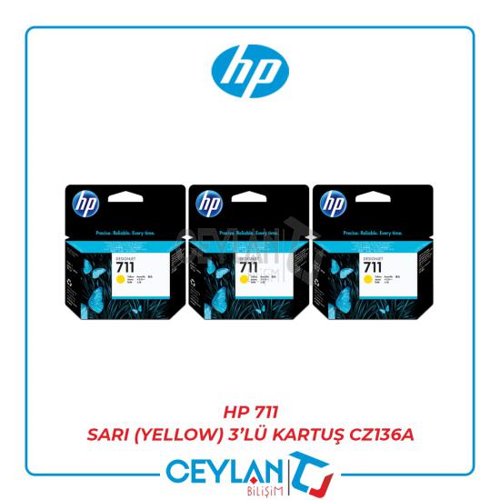 HP 711 Sarı (Yellow) 3’lü Kartuş CZ136A
