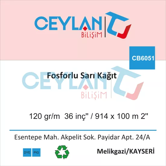 Fosforlu Sarı Kağıt 120g/m 36inç 914/100m2