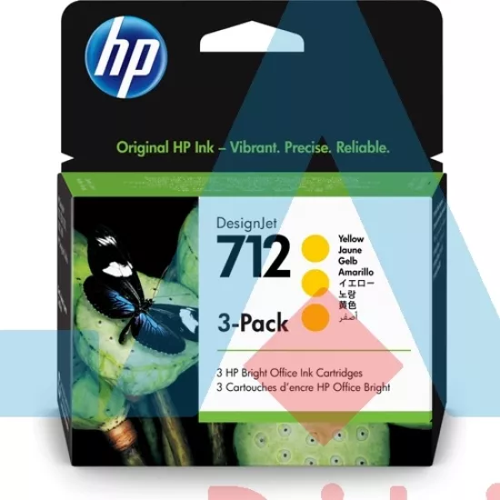 HP 3ED79A (712) Sarı Orjinal Kartuş 3’lü Paket - DesignJet T650 (T17401)